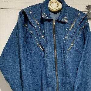 VINTAGE MASS PARIS NEW YORK STUDS DENIM JACKETS SIZE M